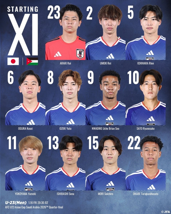 LOL竞猜-U23亚洲杯淘汰赛日本vs约旦首发：佐藤龙之介、大关友翔出战